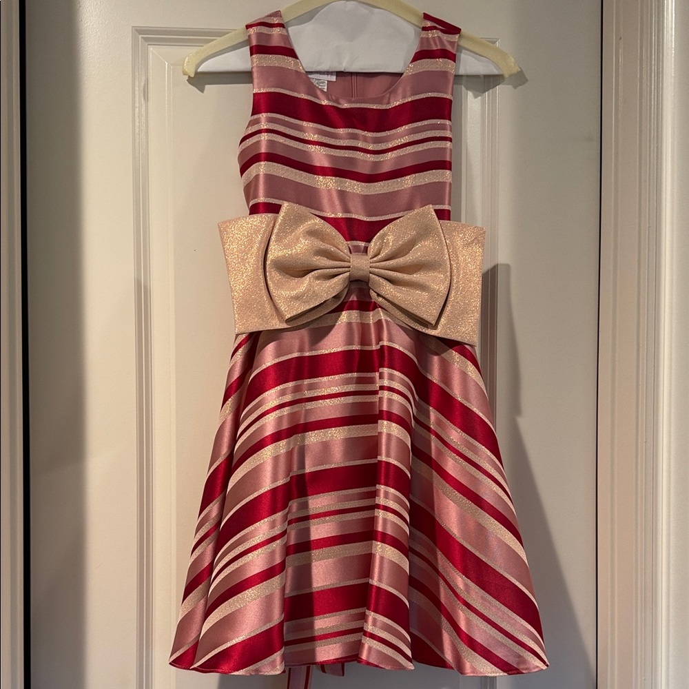 Bonnie Jean candy cane striped Christmas dress girls size 8